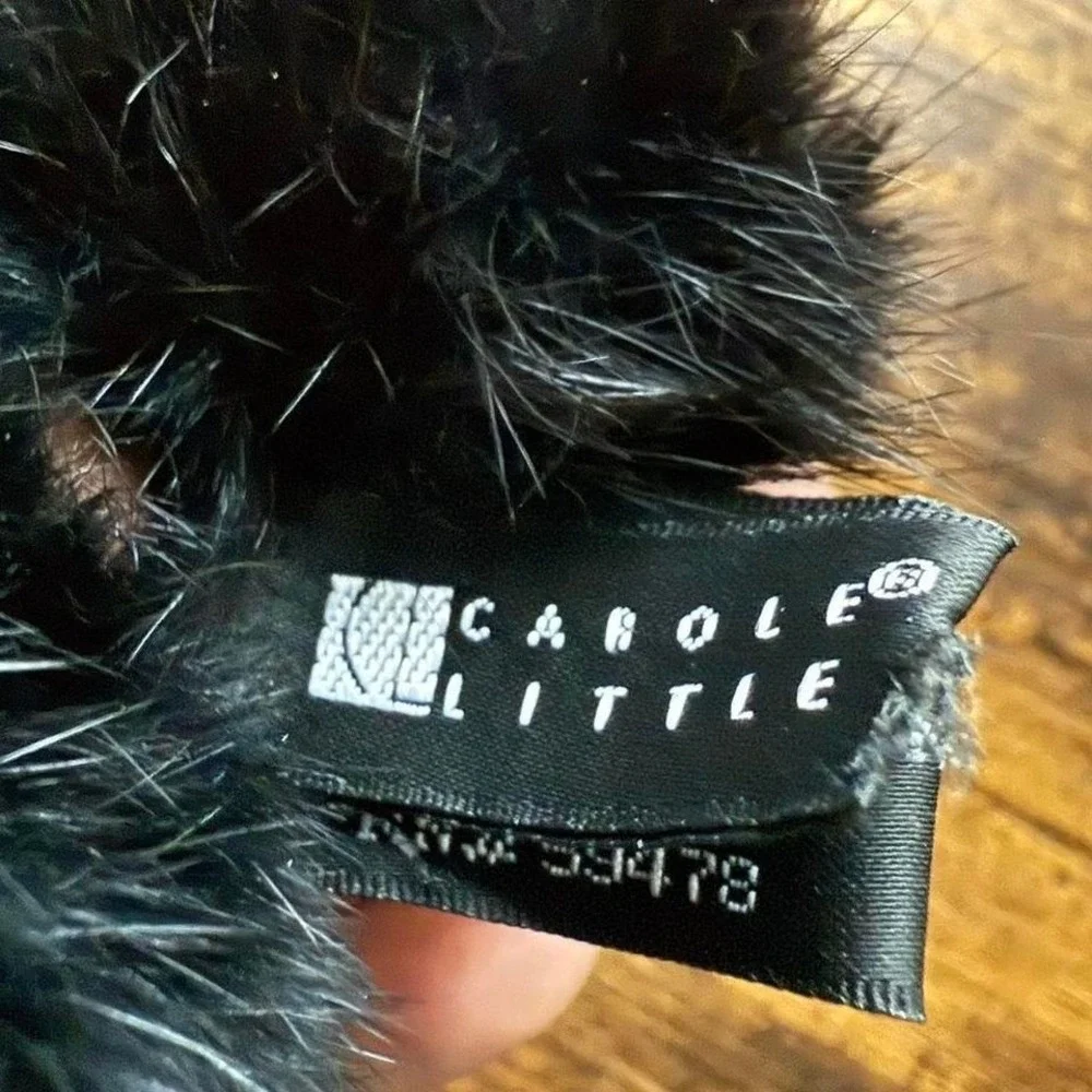 Carole Little Black Rabbit Fur Pom Pom Scarf 52